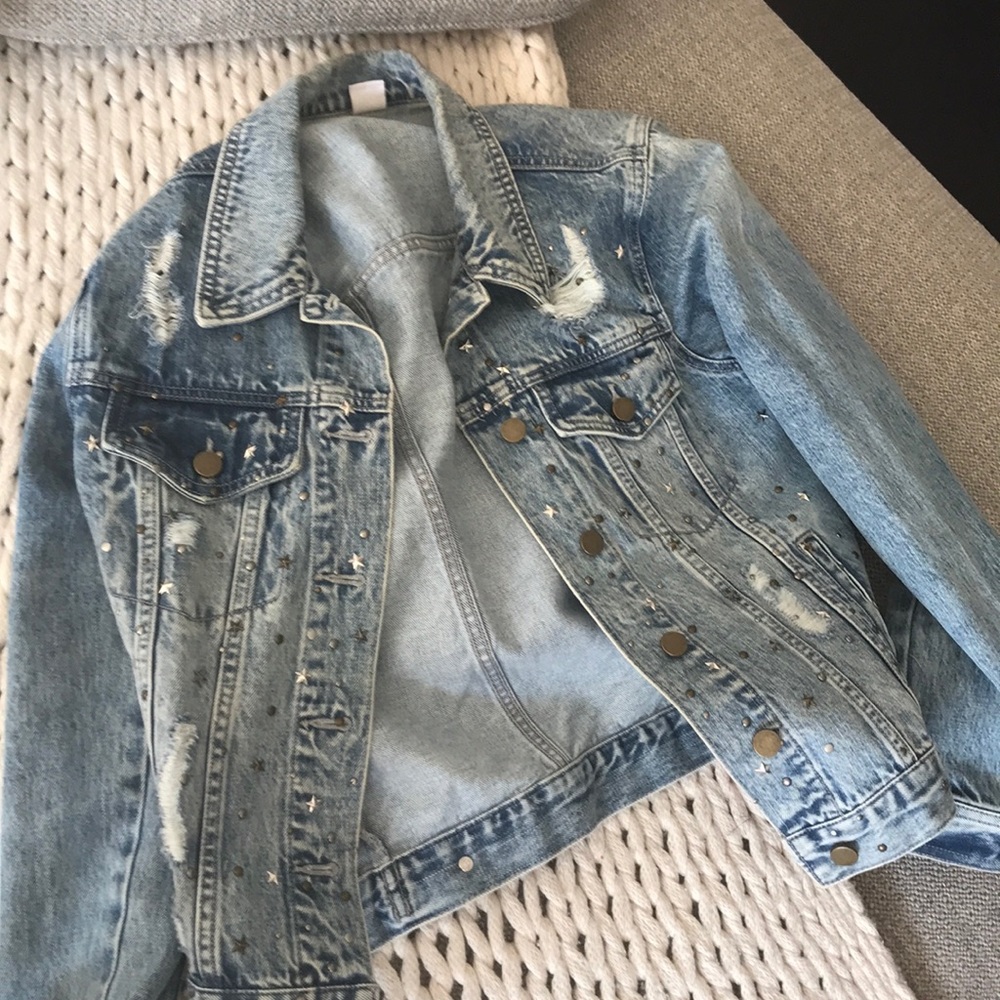 Distressed denim jacket